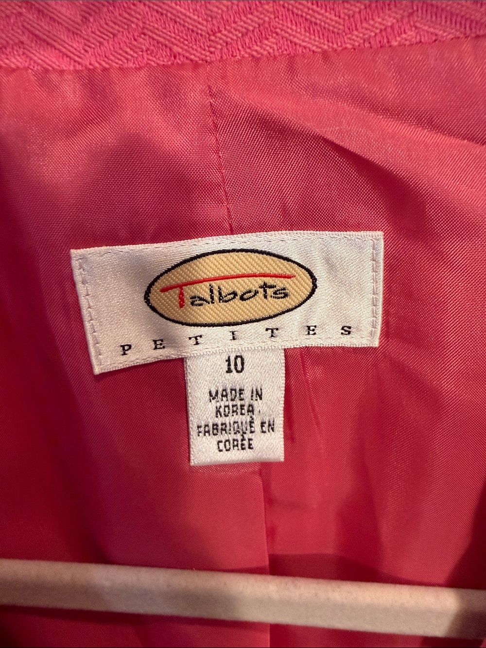 Talbots Pink Chevron Tailored Silk blend Blazer size 10 - Picture 2 of 5